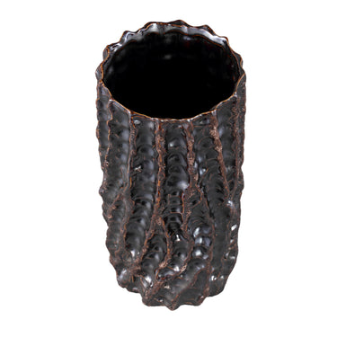 Topf – Keramik Oberfläche, Raues Musterdesign, Dunkelbraun, XL – Vikton | PTMD