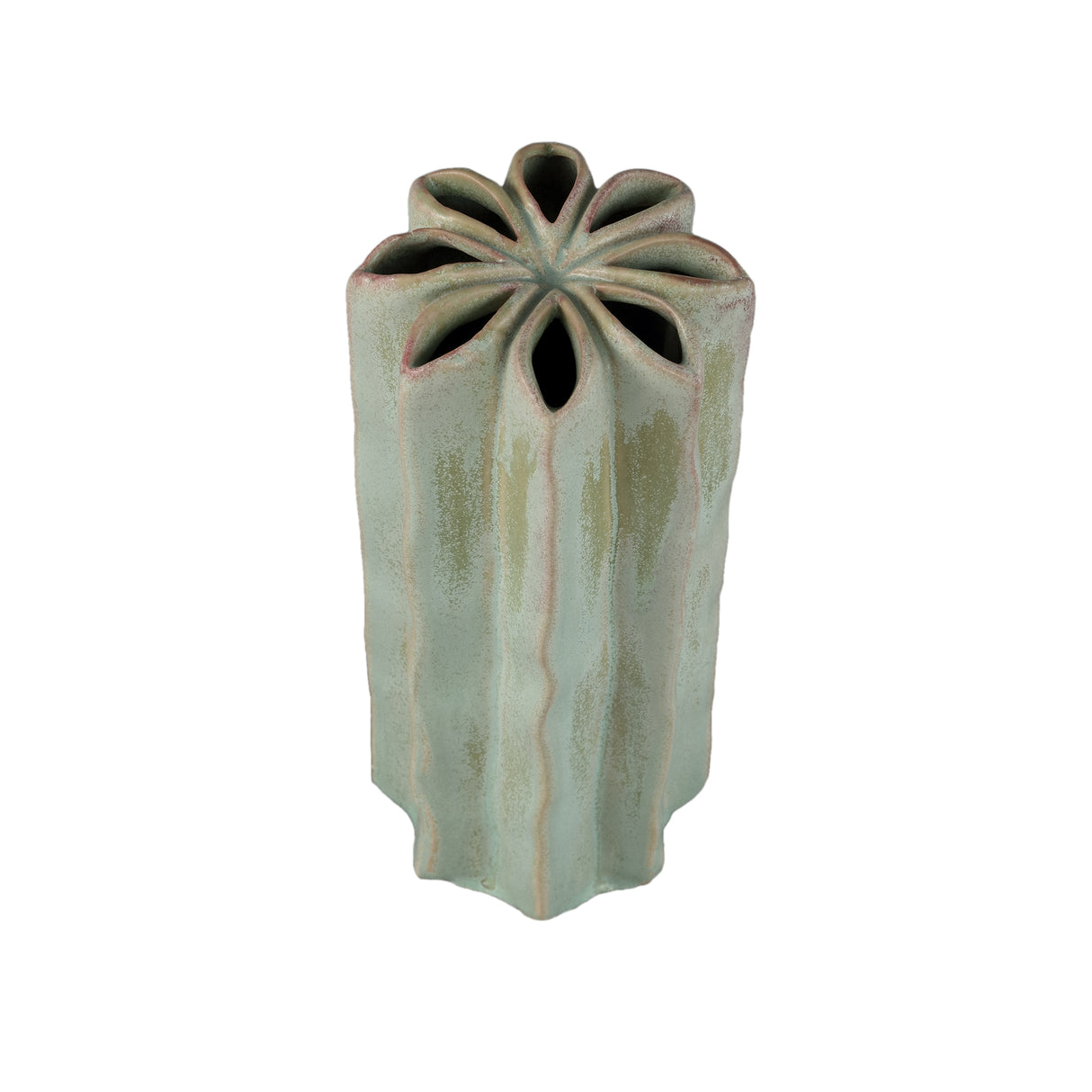 Vase – Runde Form, Keramik Material, Mehrloch Design, Grün, L  – Marte | PTMD