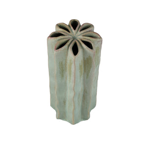 Vase – Runde Form, Keramik Material, Mehrloch Design, Grün, L  – Marte | PTMD