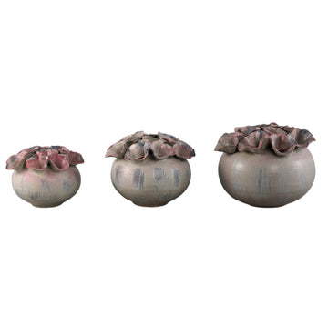 Vase – Lilac surface, floral shape, hole design, ceramic material, L – Jullia | PTMD