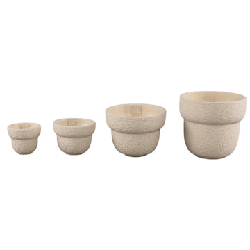 Flower pot – Round shape, Rough surface, Cream color, S – Hillie | PTMD