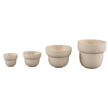 Blumentopf – Runde Form, Raue Oberfläche, Creme Farbe, XS – Hillie | PTMD