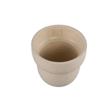 Flower Pot – Round Shape, Rough Surface, Cream Color, L – Hillie | PTMD