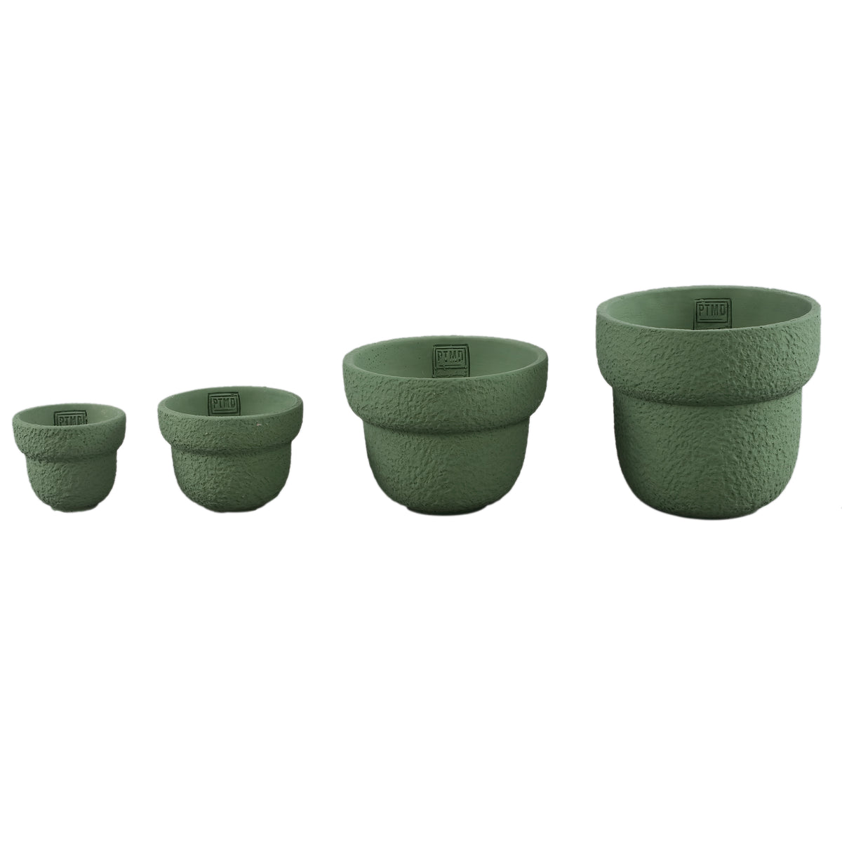 Blumentopf - Runder Zement, Raue Oberfläche, Grün, XS – Hillie | PTMD