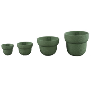 Blumentopf - Runder Zement, Raue Oberfläche, Grün, XS – Hillie | PTMD