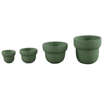Blumentopf - Runder Zement, Raue Oberfläche, Grün, L – Hillie | PTMD