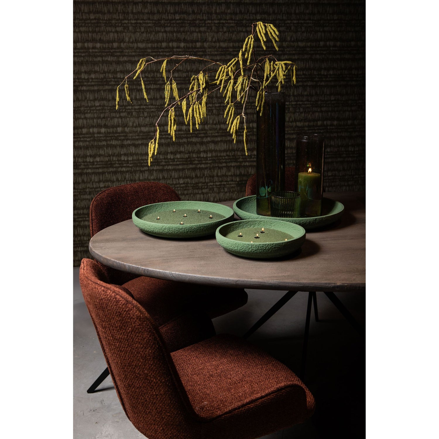 Bowl - Round Cement, Rough Surface, Green, S – Hillie | PTMD