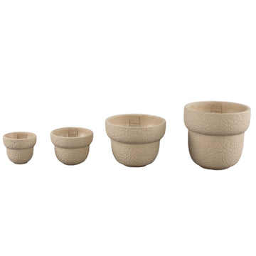 Flower pot – Round shape, Rough surface, Sand color, XS – Hillie | PTMD