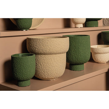 Flower pot – Round shape, Rough surface, Sand color, XS – Hillie | PTMD