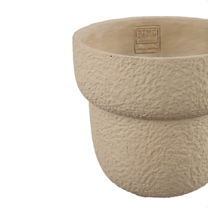 Flowerpot - Round cement, rough surface, sand colored, L - Hillie | PTMD