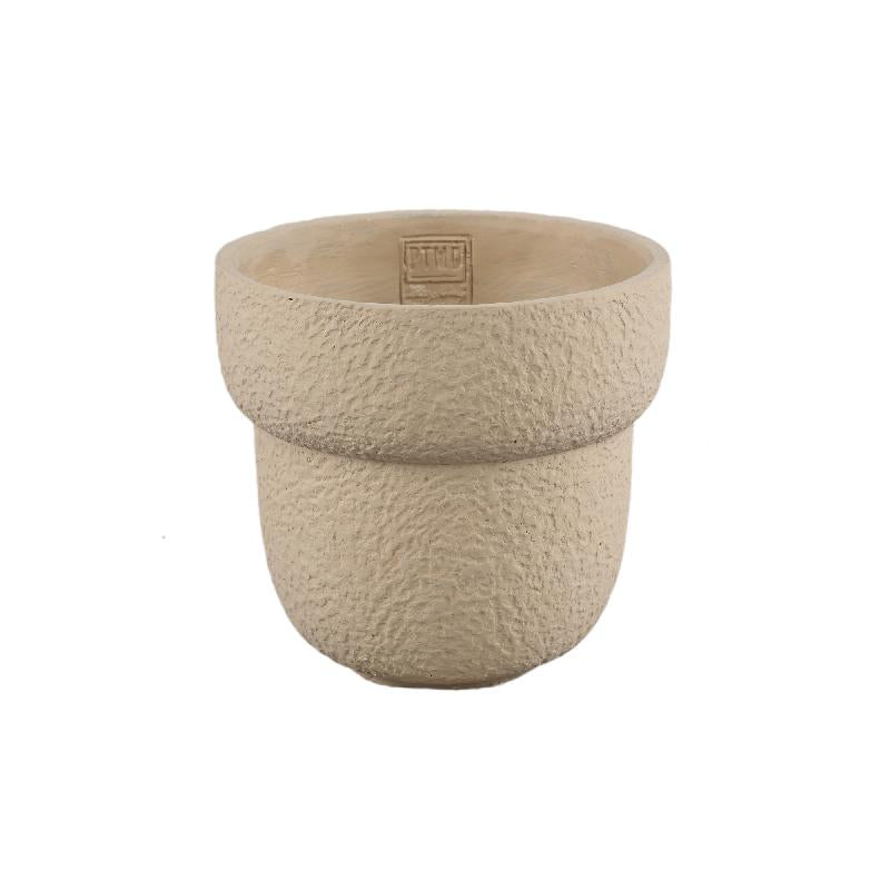 Flowerpot - Round cement, rough surface, sand colored, L - Hillie | PTMD