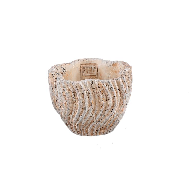 Flowerpot - Round Cement, Wavy Line Pattern, Light Pink, S – Robbie | PTMD