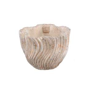 Flowerpot - Round Cement, Wavy Line Pattern, Light Pink, M – Robbien | PTMD
