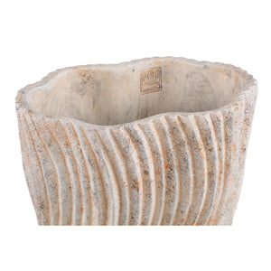 Flower Pot - Tall Oval Cement, Wavy Line Pattern, Light Pink, L – Robbien | PTMD