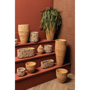 Flower Pot - Round Cement, Gold Details, Cream, S – Hilla | PTMD