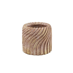 Flower pot - Round cement, wavy line pattern, beige, M – Tiera | PTMD