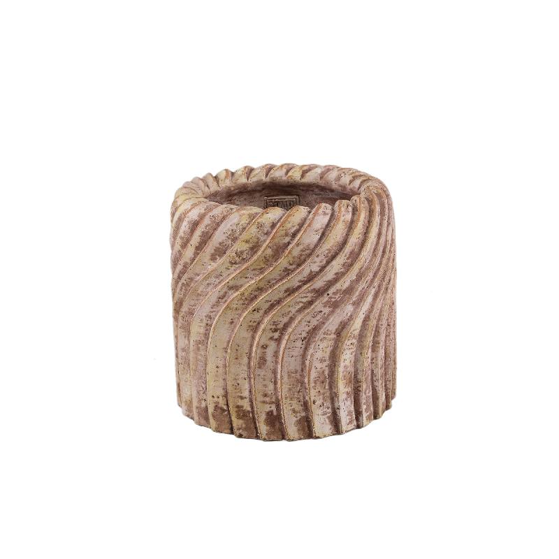 Flowerpot - Round Cement, Wavy Line Pattern, Beige, L – Tiera | PTMD