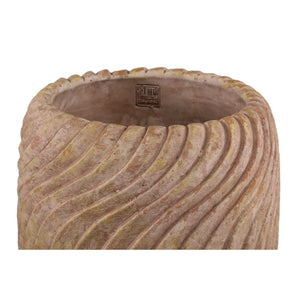 Flowerpot - Round Cement, Wavy Line Pattern, Beige, XL – Tiera | PTMD