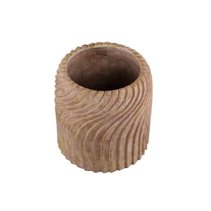 Flowerpot - Round Cement, Wavy Line Pattern, Beige, XL – Tiera | PTMD