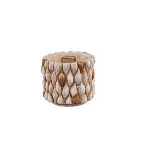 Flowerpot - Round Cement, Gold Details, Cream Color, XS – Hilla | PTMD