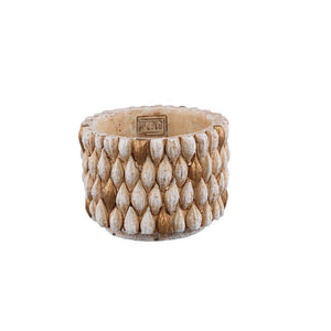 Flower Pot - Round Cement, Gold Details, Cream, S – Hilla | PTMD