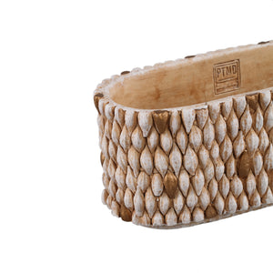 Topf  - Ovaler Zement, Golddetails, Cremefarbe, L – Hilla | PTMD