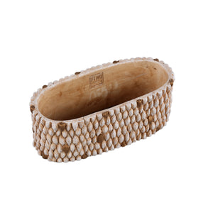 Topf  - Ovaler Zement, Golddetails, Cremefarbe, L – Hilla | PTMD