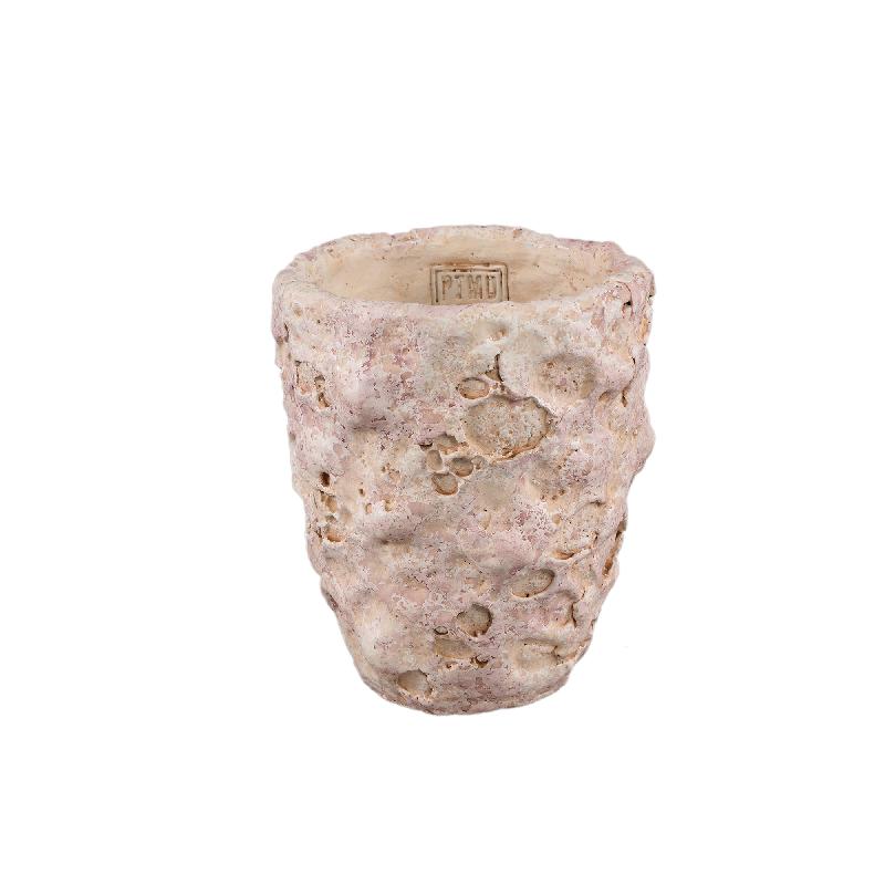 Flower Pot - Round Cement, Rough Surface, Light Pink, L – Romas | PTMD