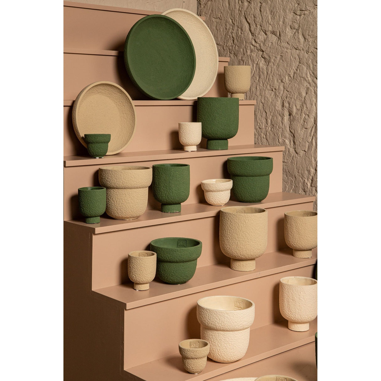 Flower Pot - Round Cement, Rough Surface, Cream, L – Monder | PTMD