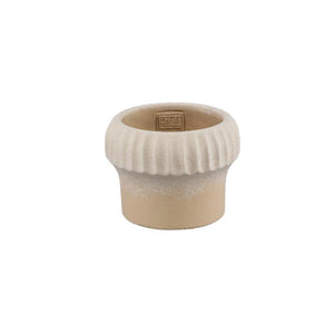 Topf – Gerippter Rand, Runde Form, Beige Oberfläche, Zement Material, S – Emilee | PTMD