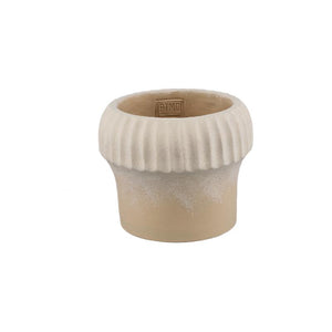 Blumentopf – Gerippter Rand, Runde Form, Beige Oberfläche, Zement Material, M – Emilee | PTMD
