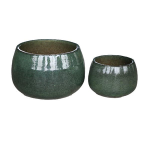 Pot - Ceramic Material, Glazed Surface, Green Color - Coraline | PTMD