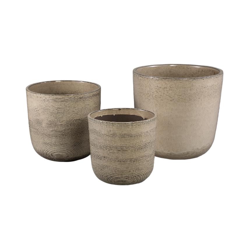 Pot – Ceramic Material, Ribbed Structure, Cream Finish – Rosanne | PTMD