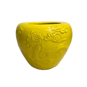 Pot - Ceramic Material, Round Shape, Yellow Finish - Terron | PTMD
