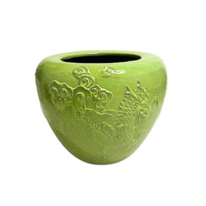 Pot – Ceramic Material, Round Shape, Green Finish – Terron | PTMD