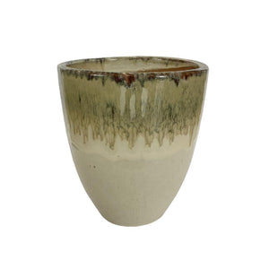 Flowerpot - Glazed Surface, Round Shape, Rough Texture, Cream, L | PTMD