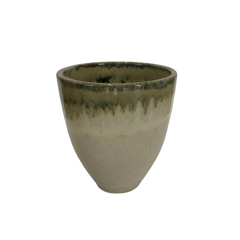 Flower pot - Glazed surface, Round shape, Rough texture, Cream, M | PTMD