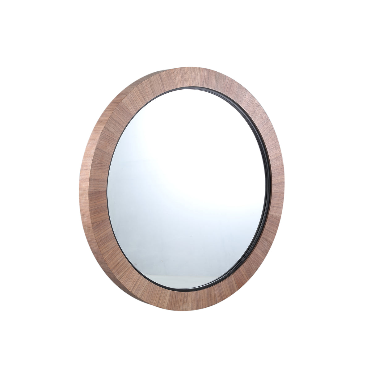 Spiegel – Holzfurnier, Runde Form, Kompaktes Design, Natur, L – Tiess | PTMD