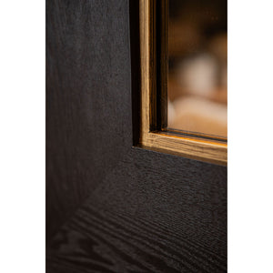 Spiegel – Holzfurnier, Quadratische Form, Goldrand Design, Schwarz, XL  – Tiess | PTMD