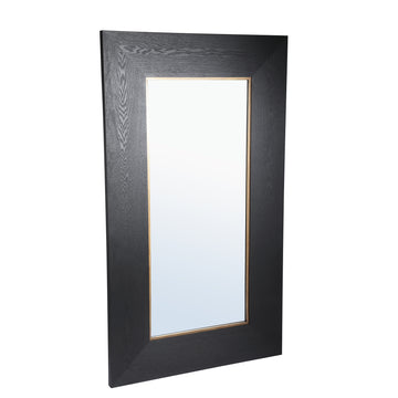 Spiegel – Holzfurnier, Rechteckige Form, Goldrand Design, Schwarz XL – Tiess | PTMD