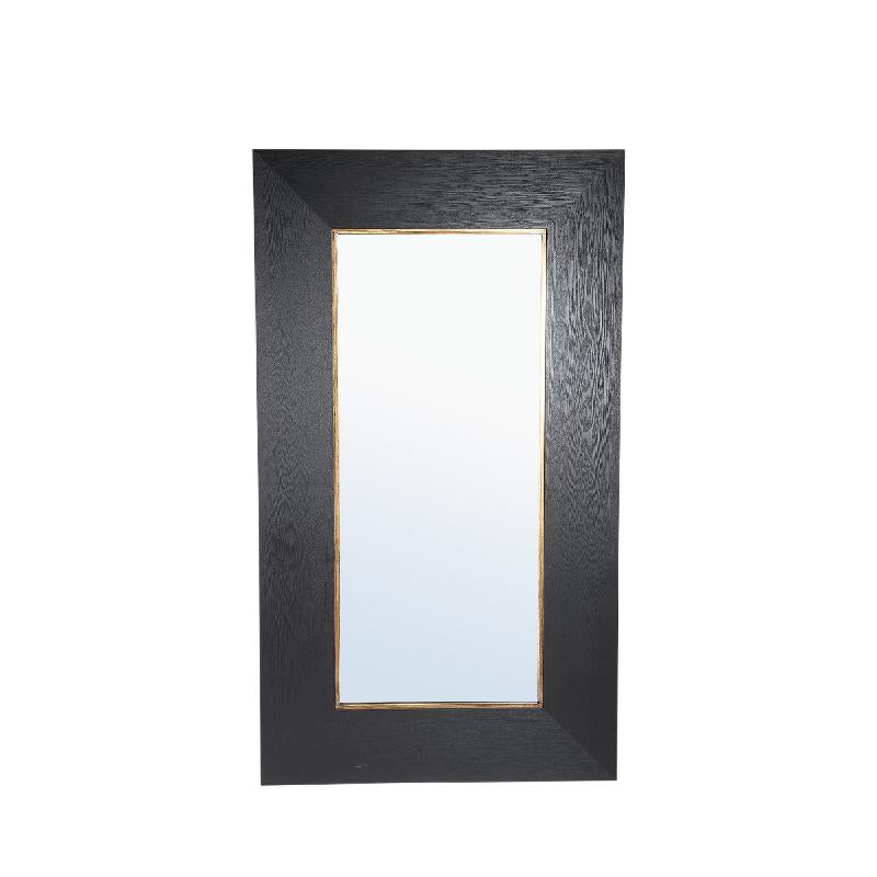 Spiegel – Holzfurnier, Rechteckige Form, Goldrand Design, Schwarz XL – Tiess | PTMD