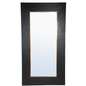 Spiegel – Holzfurnier, Rechteckige Form, Goldrand Design, Schwarz, XXL – Tiess | PTMD