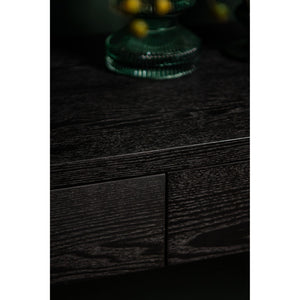 Side table – wood veneer, metal, mirror detail, 2 drawers, black – Tiess | PTMD