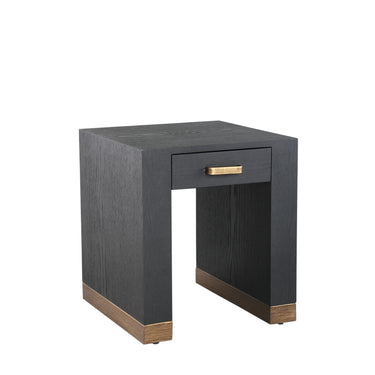 Beistelltisch – Holzfurnier, Eine Schublade, Kompaktes Design, Schwarz – Tiess | PTMD