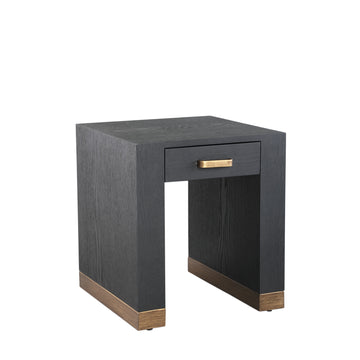 Beistelltisch – Holzfurnier, Eine Schublade, Kompaktes Design, Schwarz – Tiess | PTMD