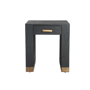 Side Table – Wood Veneer, Metal, Square, Brown – Tiess | PTMD