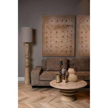 Mango wood floor lamp with natural shade and cylindrical design in a round shape – Elaine | PTMD