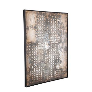 Polyester-canvas wall art with rectangular shape, PS frame and rough texture, dark brown finish – Pathe | PTMD