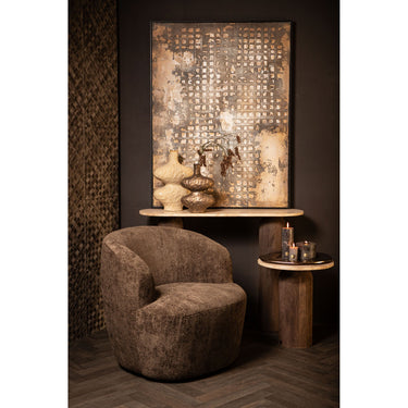 Polyester-canvas wall art with rectangular shape, PS frame and rough texture, dark brown finish – Pathe | PTMD