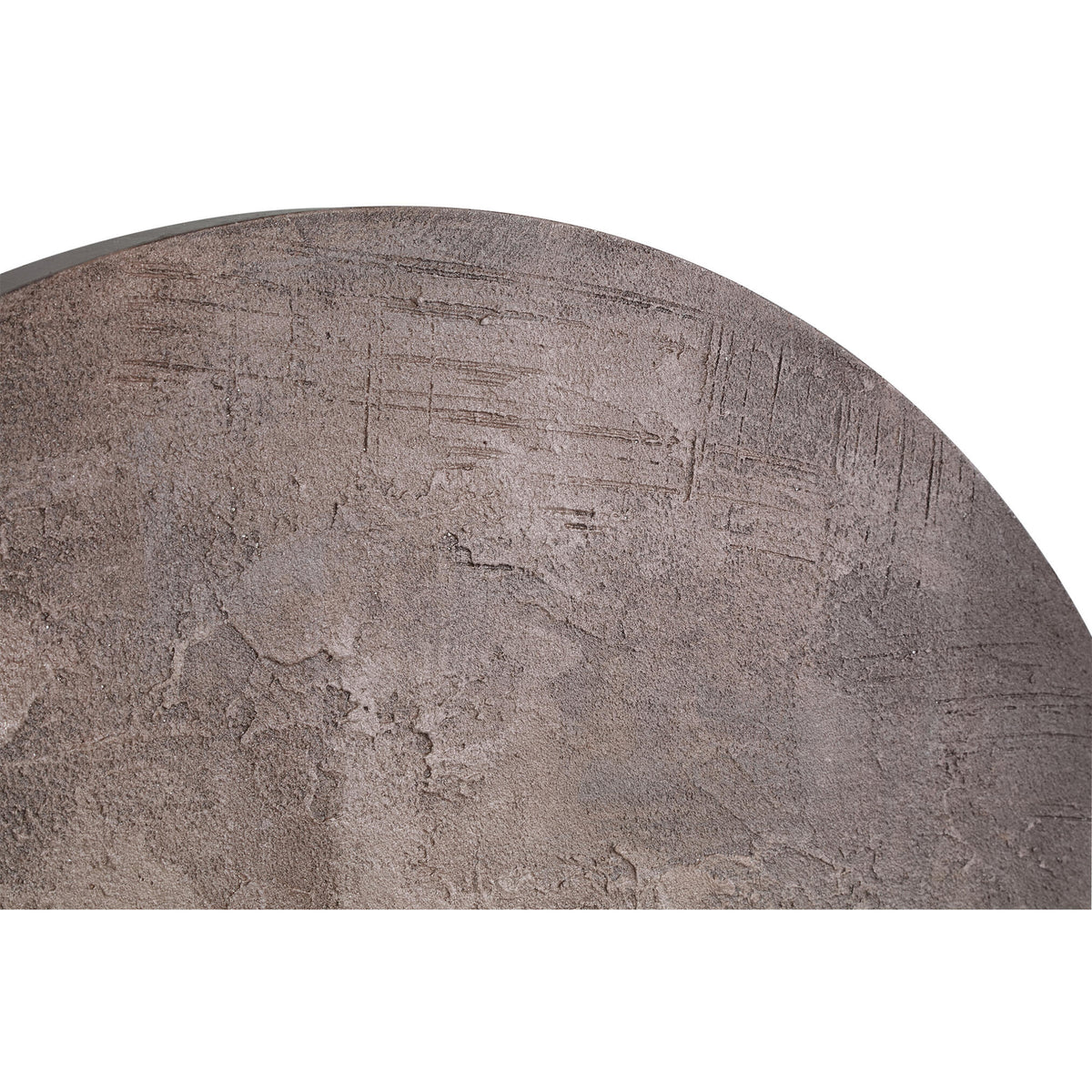 Wall panel made of polyester canvas with MDF frame, round shape and rough texture, brown finish, S – Kemp | PTMD